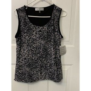 Kasper Women's Black & Gray Slub & Shaded Sleeveless Fully Lined Top Size PL